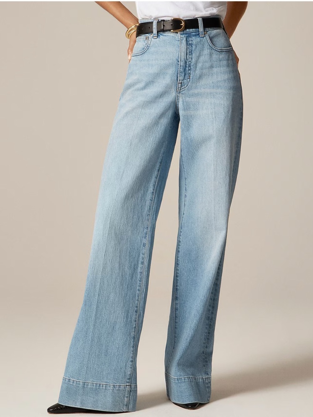 J. Crew '96 Denim Trouser Jeans NWT Size 32 Light Wash Wide Leg Full Length